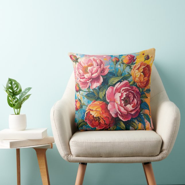 Floral Throw Pillow – Living Room, Bedroom & Home  (Chair)