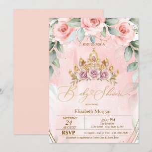 Floral Tiara Roses Baby Shower Invitation