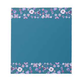 Floral Tide Notepad - Deep Teal Border Luxe