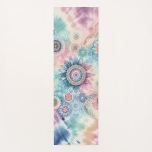 Floral tie dye yoga mat