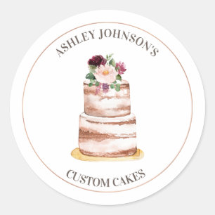 Floral Tiered Custom Cake Business Sticker