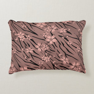 Floral tiger print decorative cushion