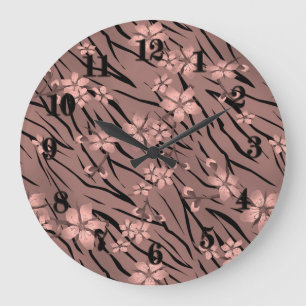 Floral tiger print large clock