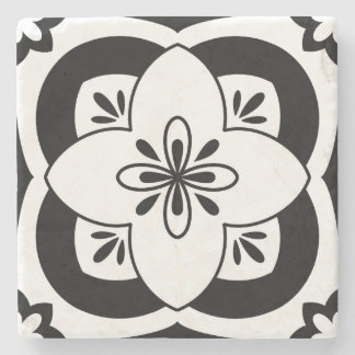 Floral Tile Coaster - Black