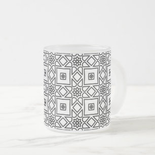 Floral Tile Geometric Pattern Coffee Frosted Glass Coffee Mug