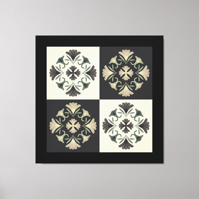 floral tile motif  canvas print (Front)