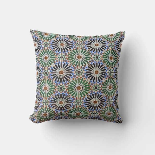 Floral Tile Pattern Throw Pillow (Front)