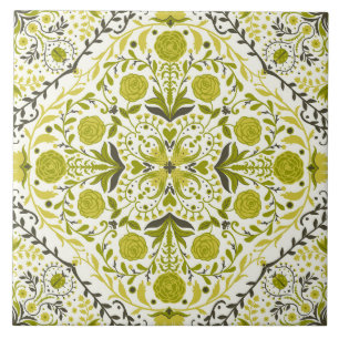 Floral tiles in green