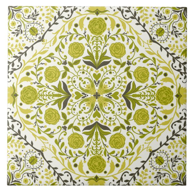Floral tiles in green (Front)