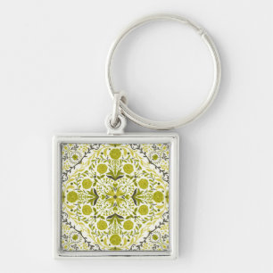 Floral tiles in green key ring