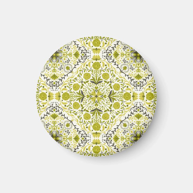 Floral tiles in green magnet (Front)