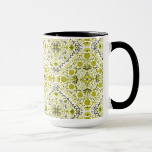 Floral tiles in green mug