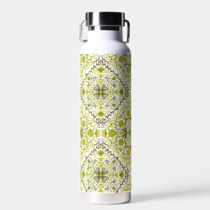Floral tiles in green water bottle