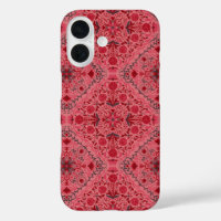 Floral tiles in red and watermelon pink