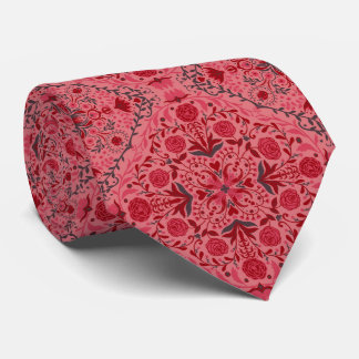 Floral tiles in red and watermelon pink tie