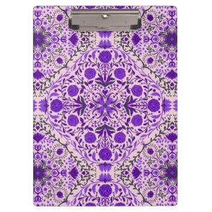 Floral tiles in violet and cotton candy pink clipboard