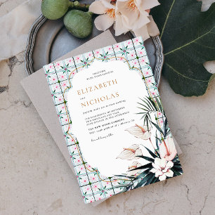 Floral Tiles   Moroccan Tropical Wedding Invitation