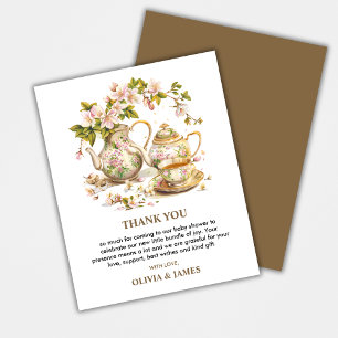 Floral Time for Tea Baby Shower Thank You Card