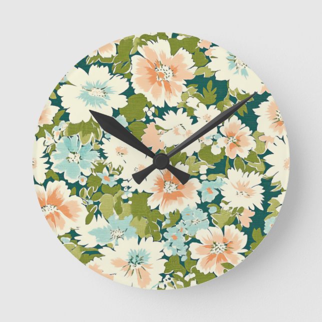 Floral Time Whisper Round Clock (Front)