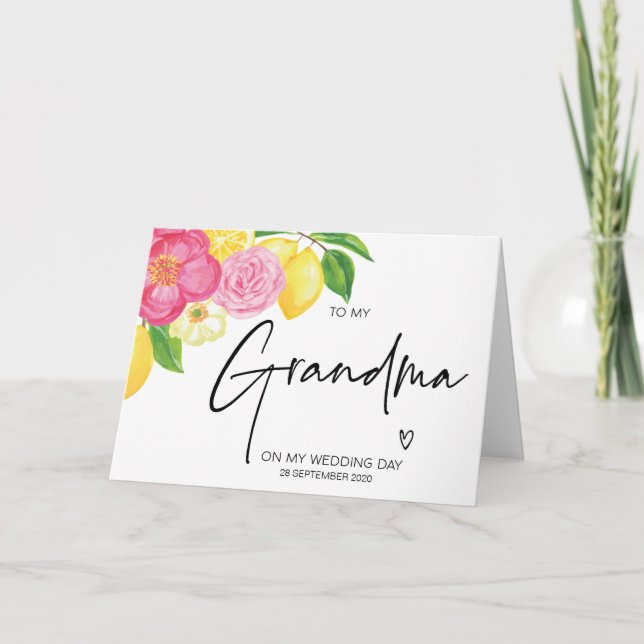 Floral To My Grandma on My Wedding Day Grandmother Card (Front)