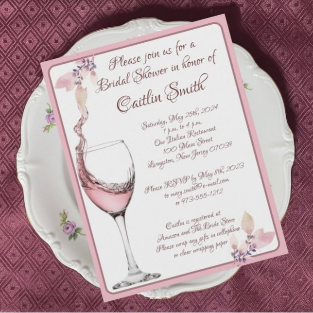 "Floral Toast" 5x7 Dusty Rose Bridal Shower Invitation (Creator Uploaded)