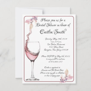 Floral Toast Elegant White and Rose Bridal Shower Invitation