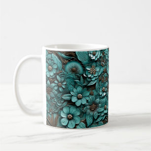 Floral Tooled Leather Mug