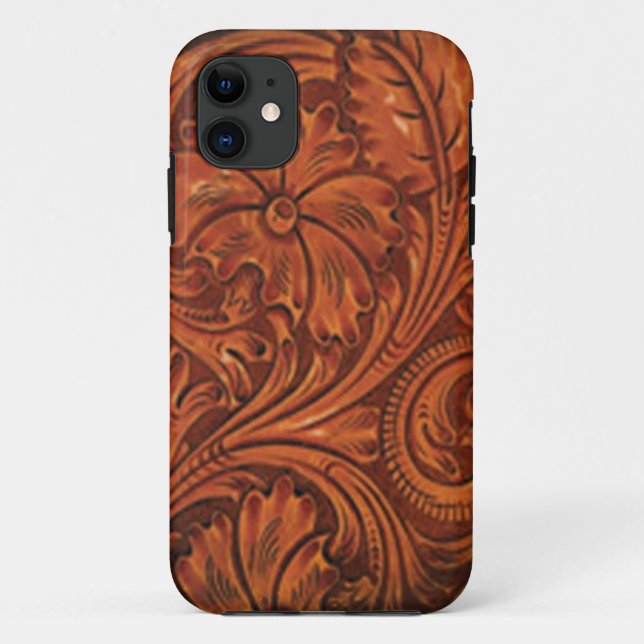 floral tooled leather style iphone Case-Mate iPhone case (Back)