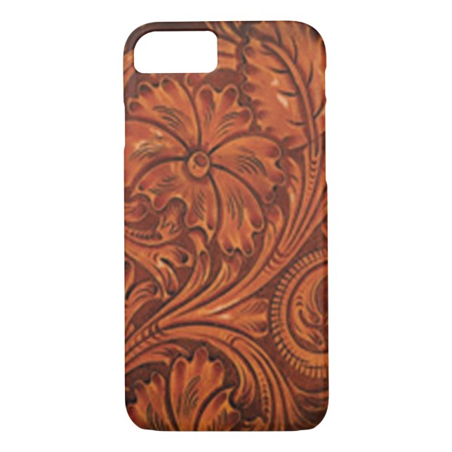 floral tooled leather style iphone Case-Mate iPhone case (Back)