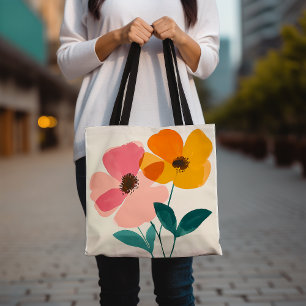 Floral Tote Bag, Colourful Flower Design Tote