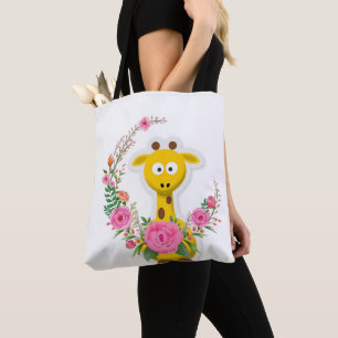 Floral Tote Bag Giraffe
