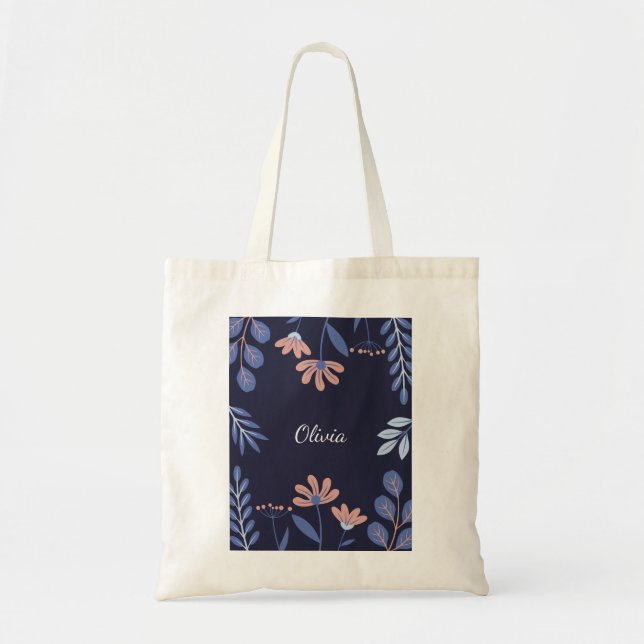 Floral Tote Bag - personalized  (Front)