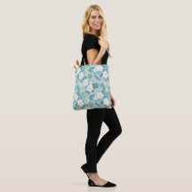 Floral tote bag with mint colour