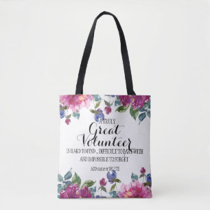 Floral tote Volunteer Thank you Appreciation Gift 