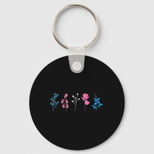 Floral Transgender Pride, Lgbtq Trans Flag Flower, Key Ring