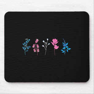 Floral Transgender Pride, Lgbtq Trans Flag Flower, Mouse Mat