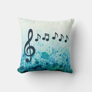 Floral Treble Clef and Music Notes Cushion