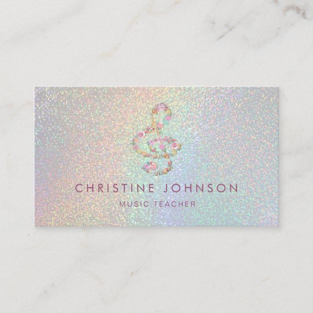 floral treble clef music business card (Front)
