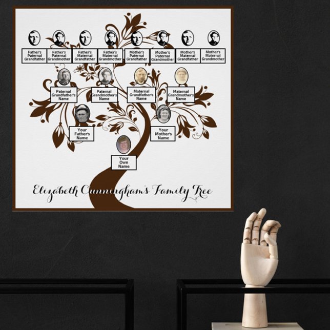 Floral Tree Brown Silhouette Family Tree Photos  Poster (Creator Uploaded)
