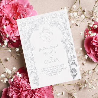 Floral trellis | Modern Deco Foil Invitation