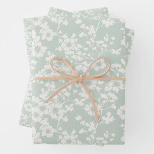 Floral Trellis - Muted Sage Wrapping Paper Sheet
