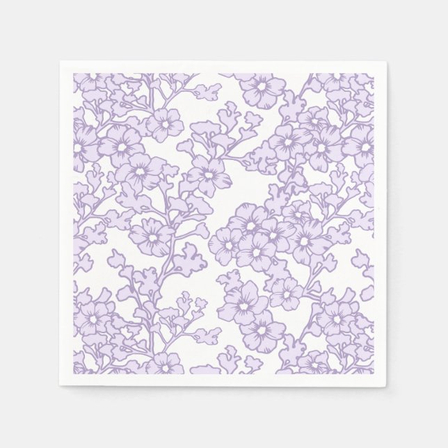 Floral Trellis Purple - White Napkin (Front)