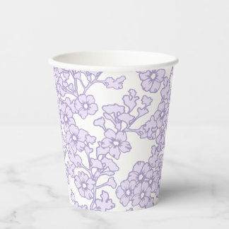 Floral Trellis Purple - White Paper Cups