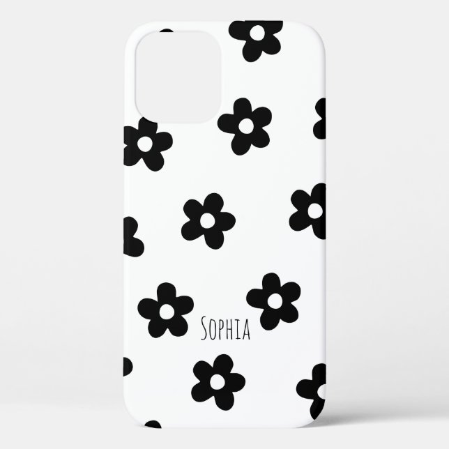 Floral Trendy Black and white Chic Spring Case-Mate iPhone Case (Back)