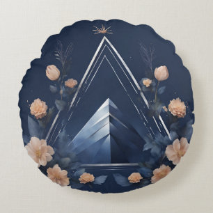 Floral Triangle AI art Round Cushion