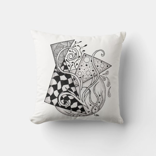 floral triangles, Tangle drawing - Cushion (Front)