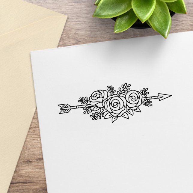 Floral Tribal Arrow, Rose Flowers Posy Rubber Stamp (Creator Uploaded)