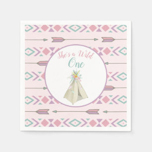 Floral Tribal Teepee Wild One 1st Birthday Napkin