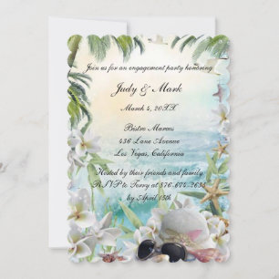 Floral Tropical Beach Wedding Engagement Party Invitation