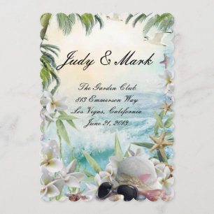 Floral Tropical Beach Wedding Menu Card
